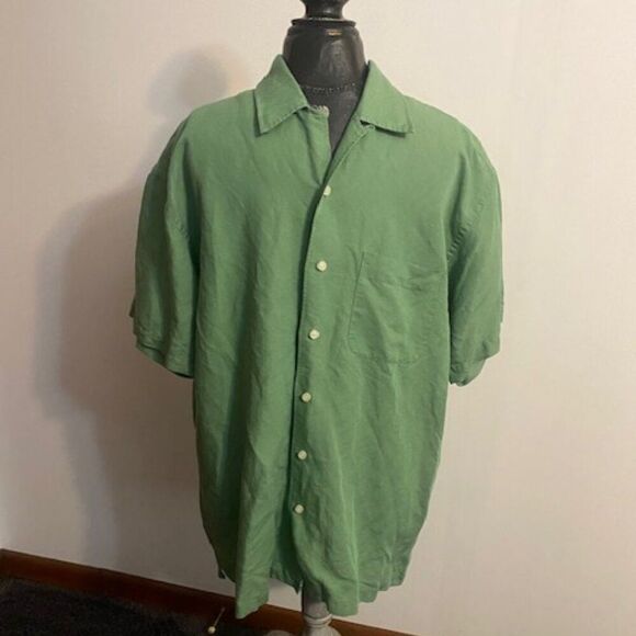 Nautica Green Linen Blend button-down shirt, size L - Picture 1 of 4